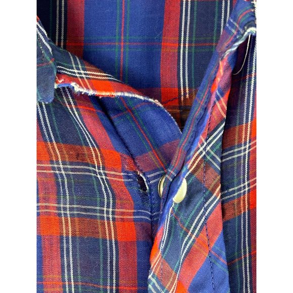 Vintage wrangler distressed brush popper snap button shirt - Picture 4 of 12